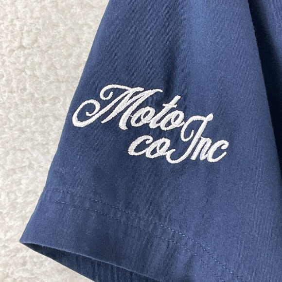 Bike Shed Motorcycle Club Blue Garage Patch Shirt Mens Button-Up Size Small - Picture 11 of 14